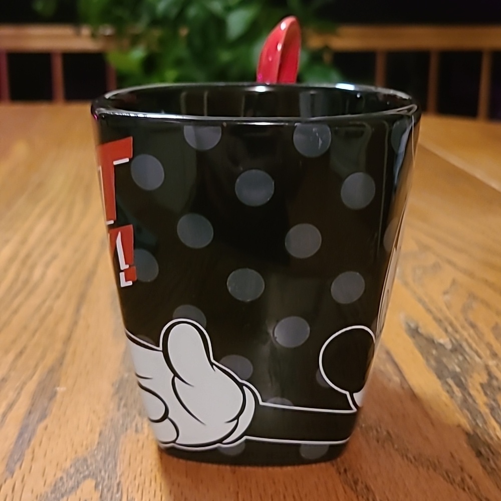 Disney Black & Red Mickey Mouse Ceramic Mug with Spoon - Picture 4 of 8